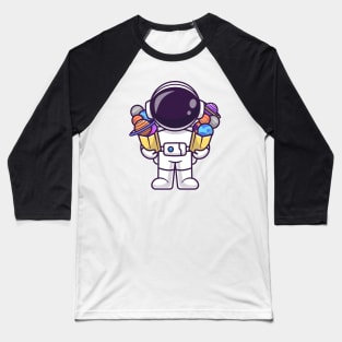 Cute Astronaut Bring Planet Space In Paper Bag Cartoon Baseball T-Shirt